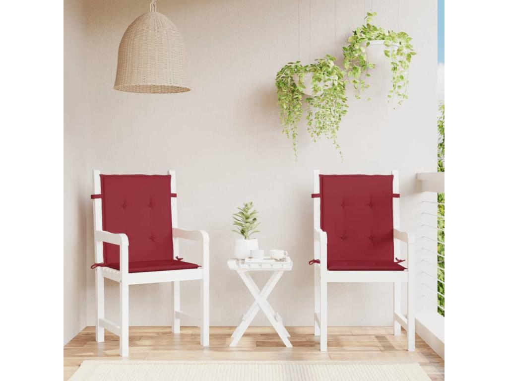 Cojín silla jardín respaldo bajo 2 unidades tela Oxford rojo tinto