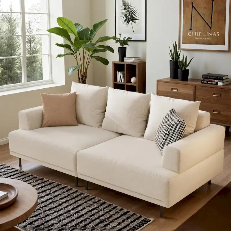 Contemporary Deep Seat Sofa with Cushions, Elevated Legs, Cozy Living Room Seating, Ideal for Apartments