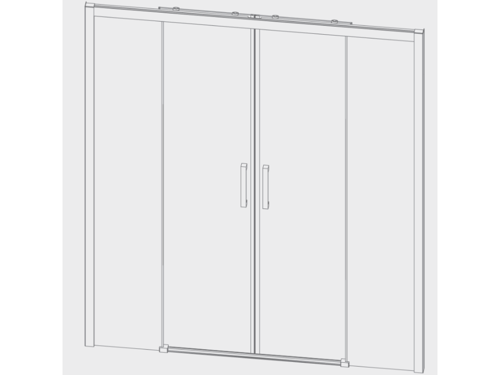 Frontal de ducha 2 fijos+ 2 Puertas Correderas S400 Cromado con Cristal serigrafiado 192-198 cm Sin Lateral