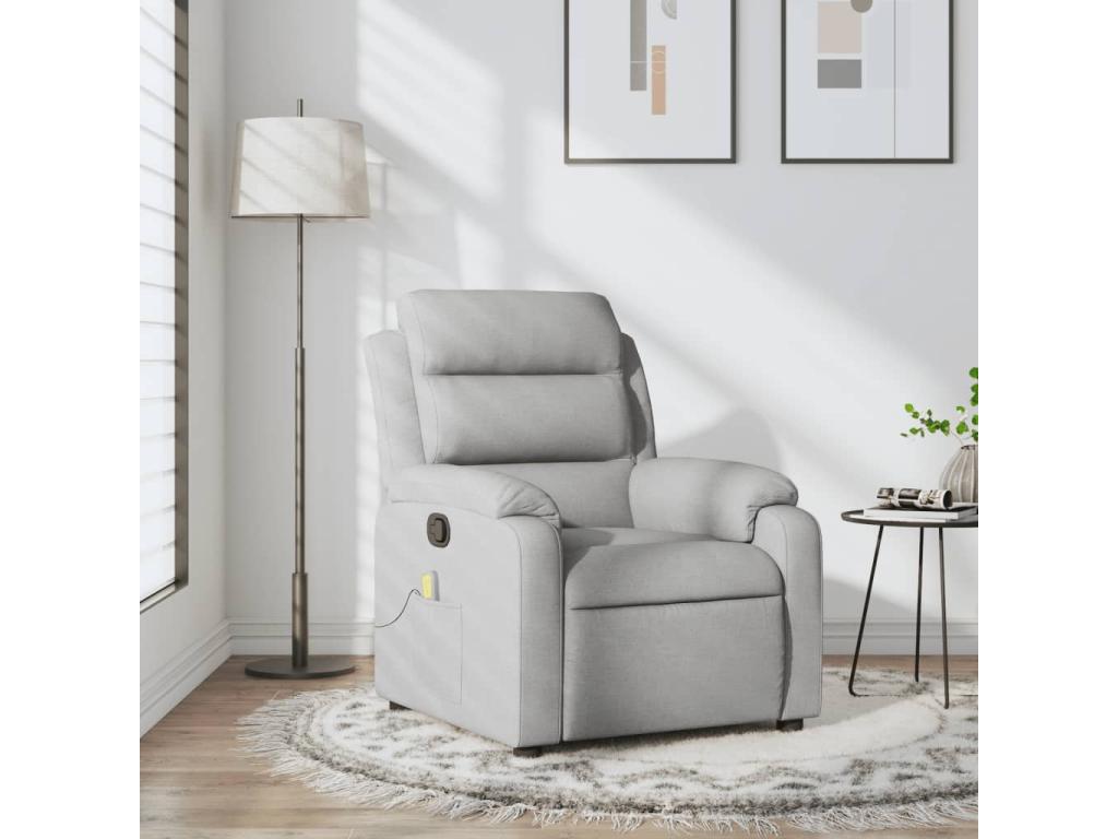 Sillón reclinable de masaje de tela gris claro