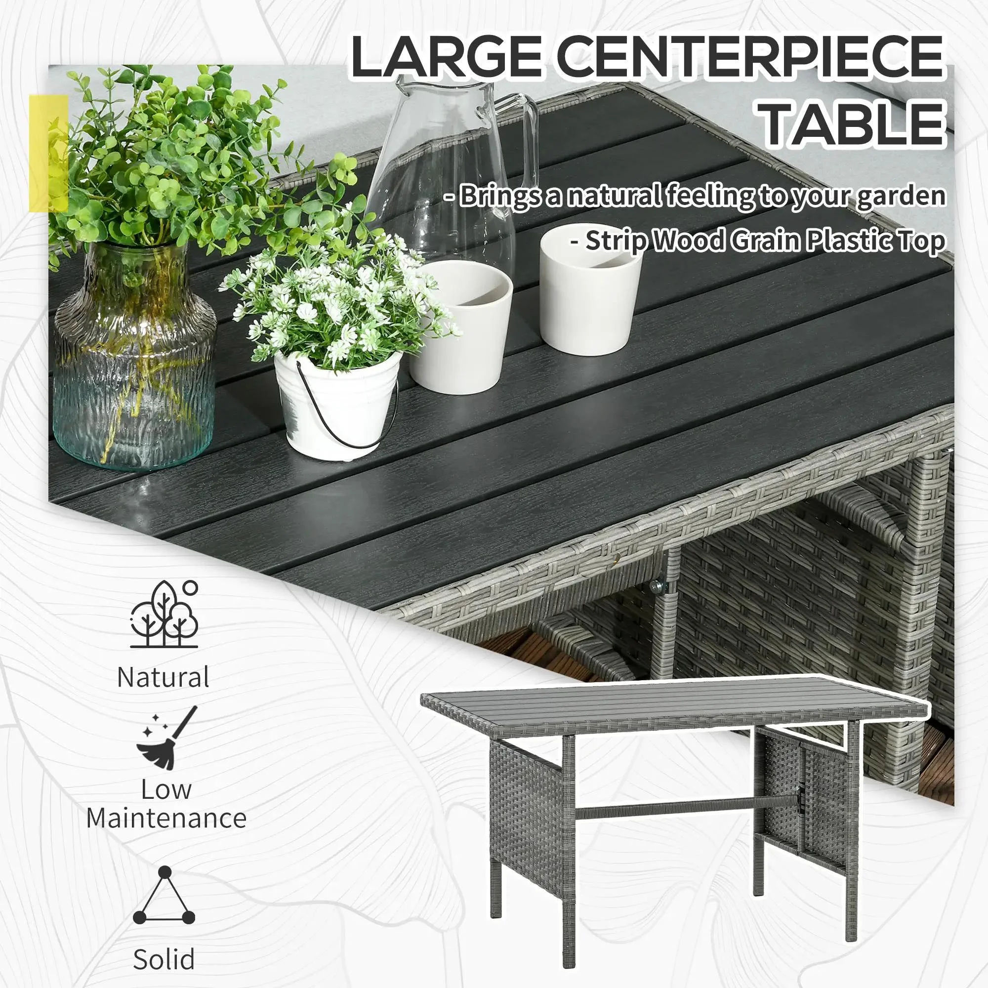 Resenkos Wicker Outdoor Patio Furniture Set, L-Shaped 7 Pieces Outdoor Dining Sectional Sofa, Gray - Image 18