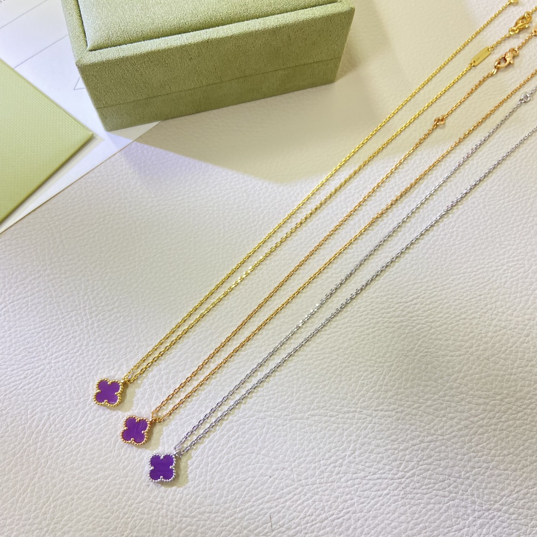 VCA Mini Purple Sweet Alhambra Necklace - Original Replica Club