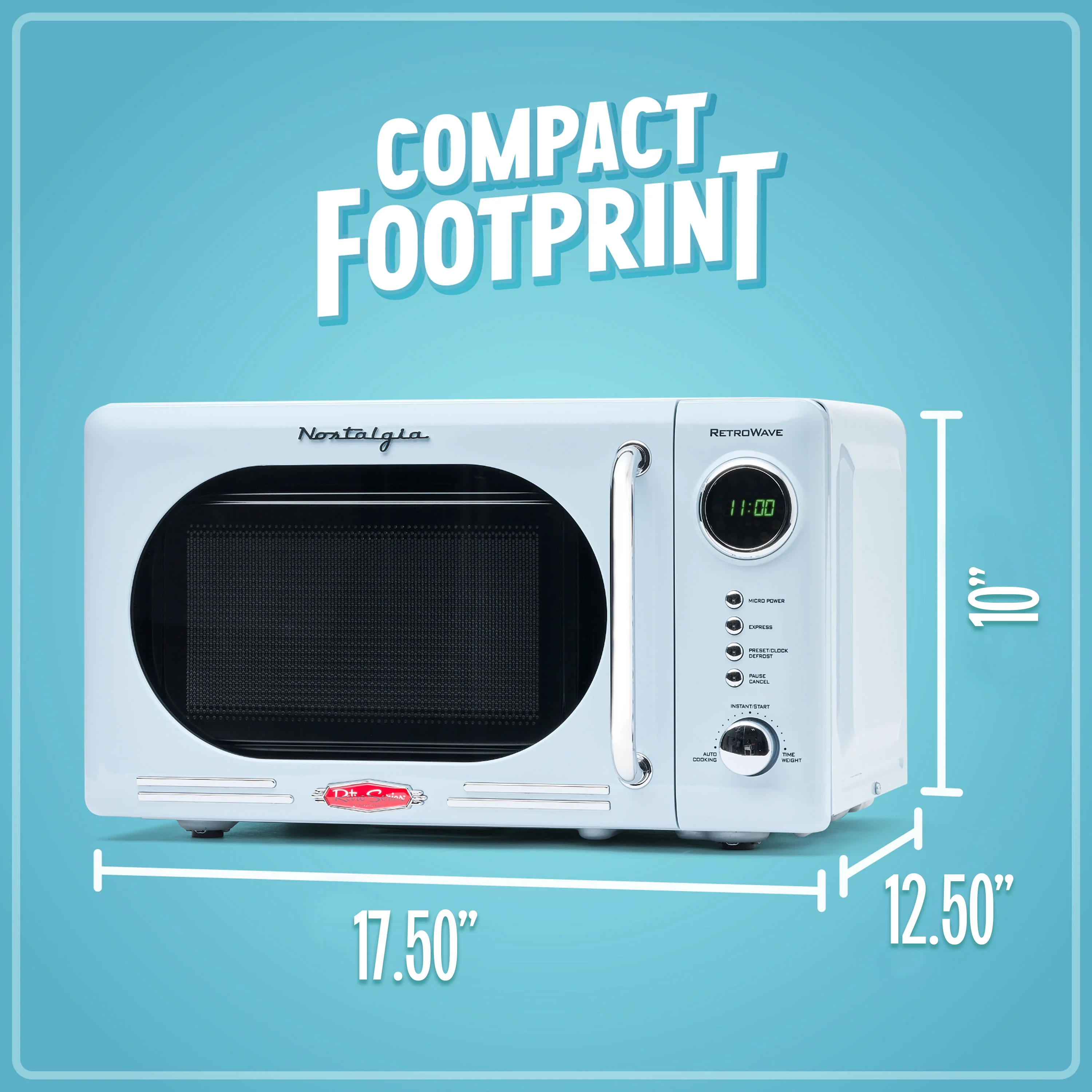Nostalgia Retro Compact Countertop Microwave Oven - 0.7 Cu. Ft. - 700-Watts with LED Digital Display - Child Lock - Easy Clean Interior - Orange - Image 40