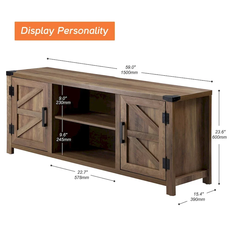 Rustic Farmhouse Barndoor TV Stand - Entertainment Center for TVs up to 70 Inches