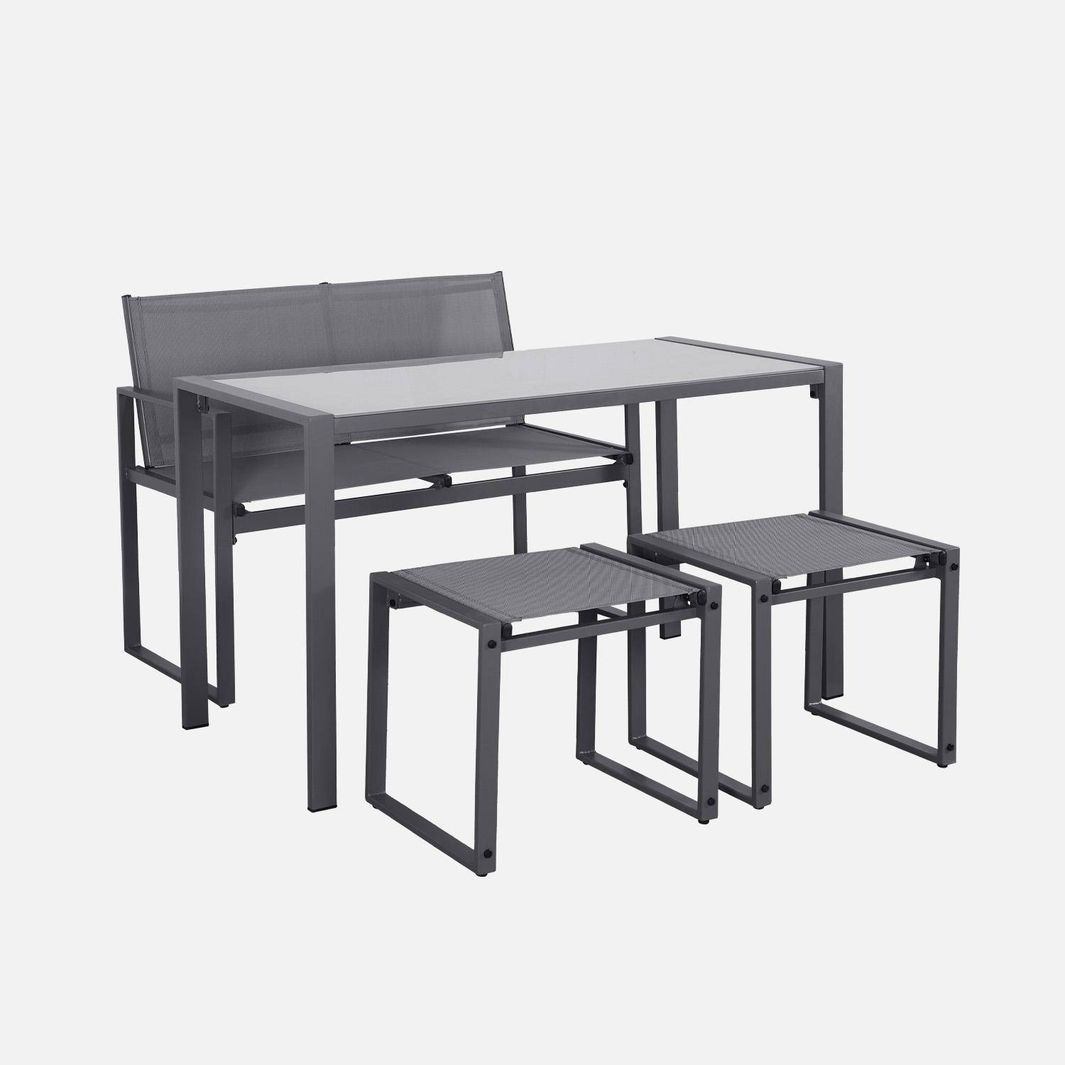 Tavena - Conjunto de mesa de jardín encastrable, 4 plazas
