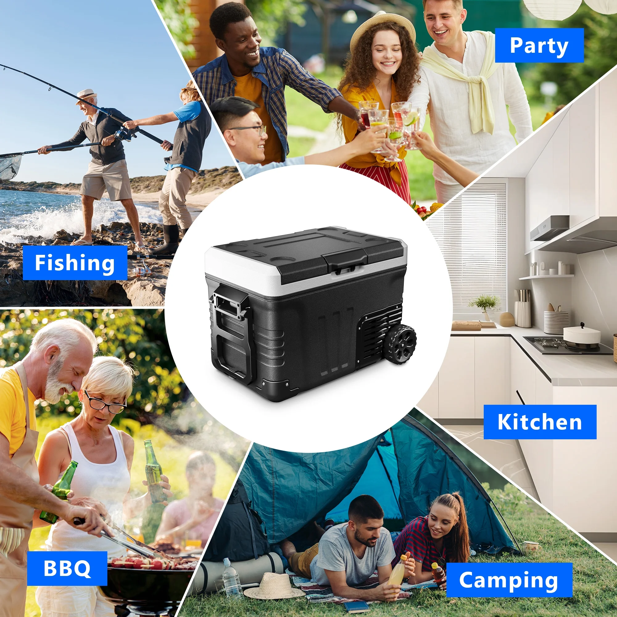 Simzlife 12V Car Refrigerator, 37QT Electric Cooler DC/AC, -4-H~68-H, RV Freezer Fridge Cooler with Wheels & 2 Baskets - Image 5