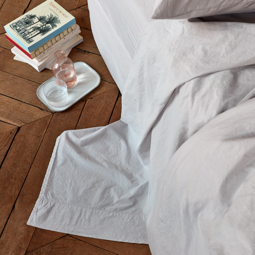 Drap plat en percale de coton - Gris Pavot