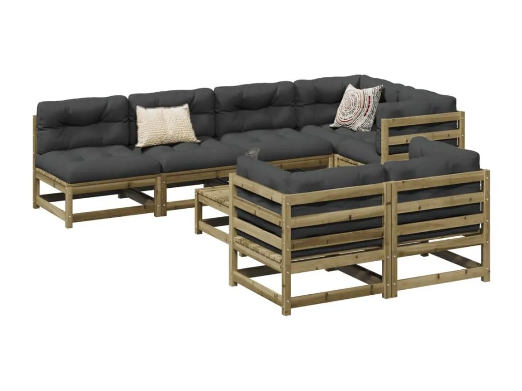 Set de sofás jardín 8 piezas con cojines Hogarsens impregnada
