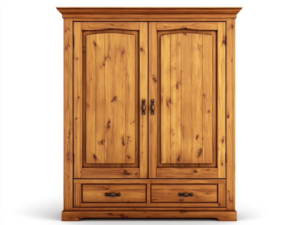 Armario de madera maciza con 2 puertas y 2 cajones estilo rústico para dormitorio