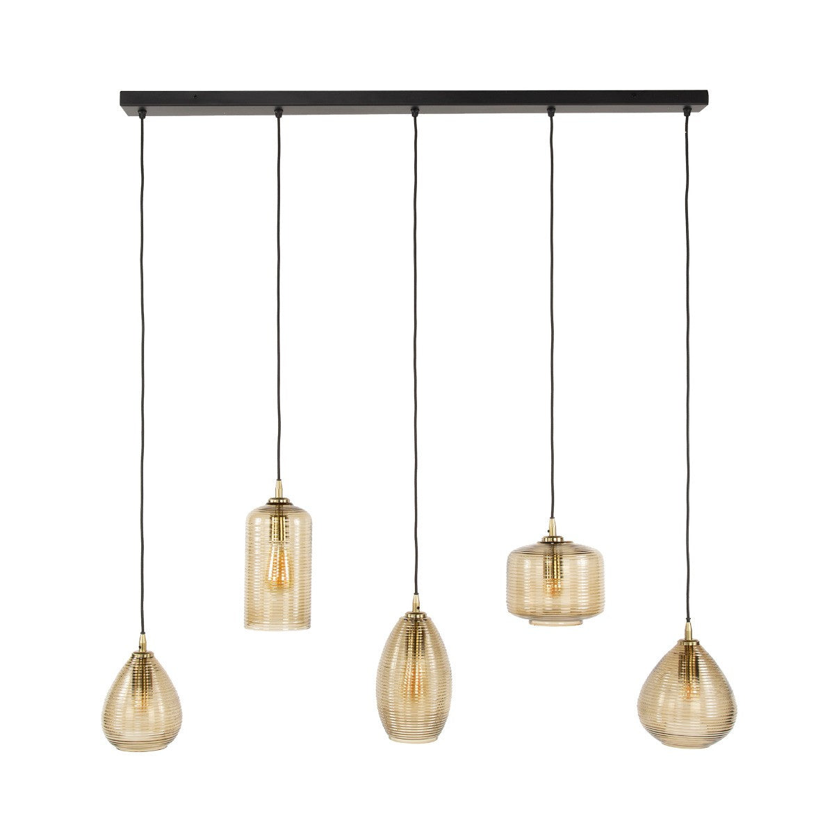 Fraaai - Ruby hanglamp glas horizontaal 5-lichts - smoke bruin
