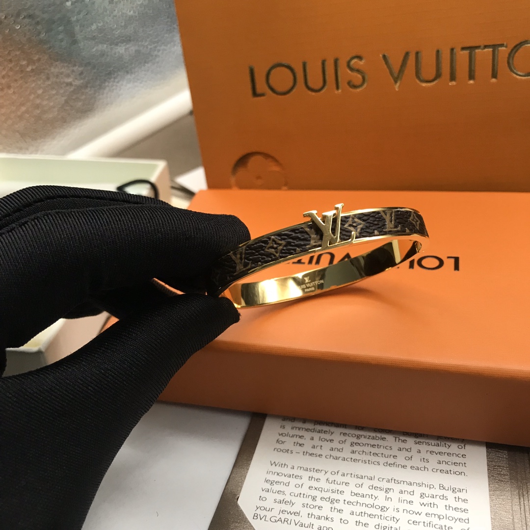 Louis Vuitton LV Monogram Leather Bangle Couple Bracelet - Original Replica Club