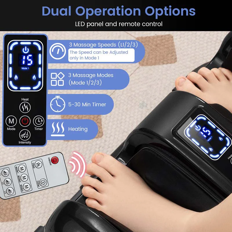 Eletriclife Foot and Calf Massager with Heat Shiatsu Deep Kneading Rolling Smart Electric Leg Massager