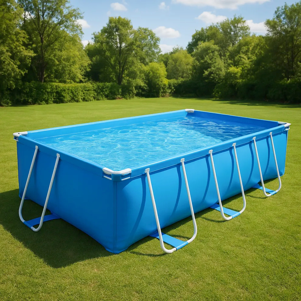 Piscina tubular rectangular Rectangular Sí Piscina PVC, Acero Exterior, Jardín, Terraza 549x274x122 cm Azul YVZaGbq651iM
