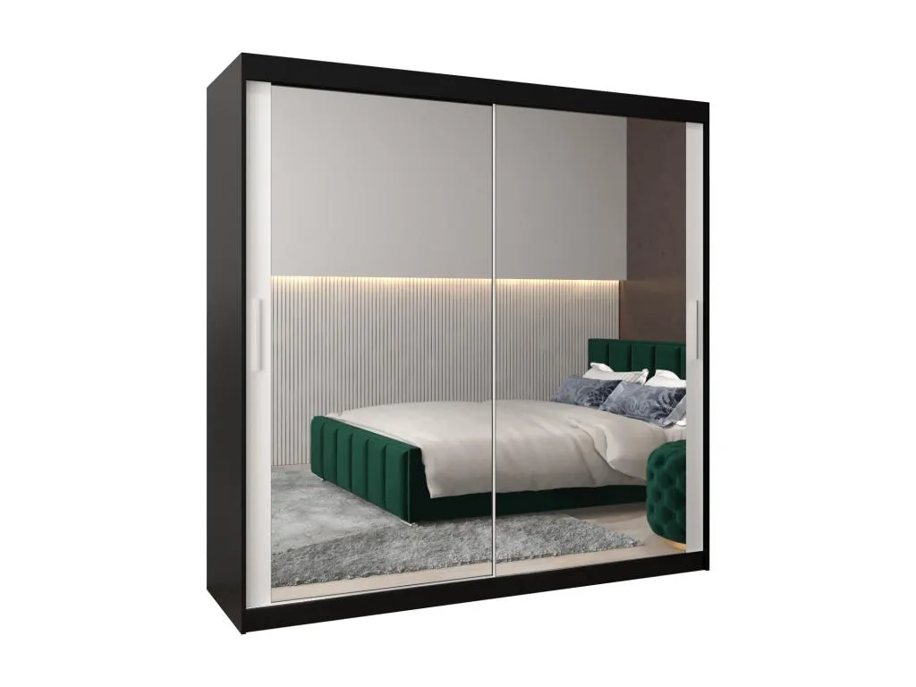 Armario Nidovia puertas correderas 200/200/62 2 puertas negro/blanco zri3527714