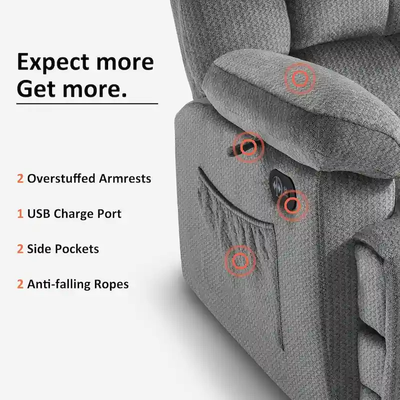 MCombo Heated Massage Electric Recliner Chair for Living Room - Fabric R6233