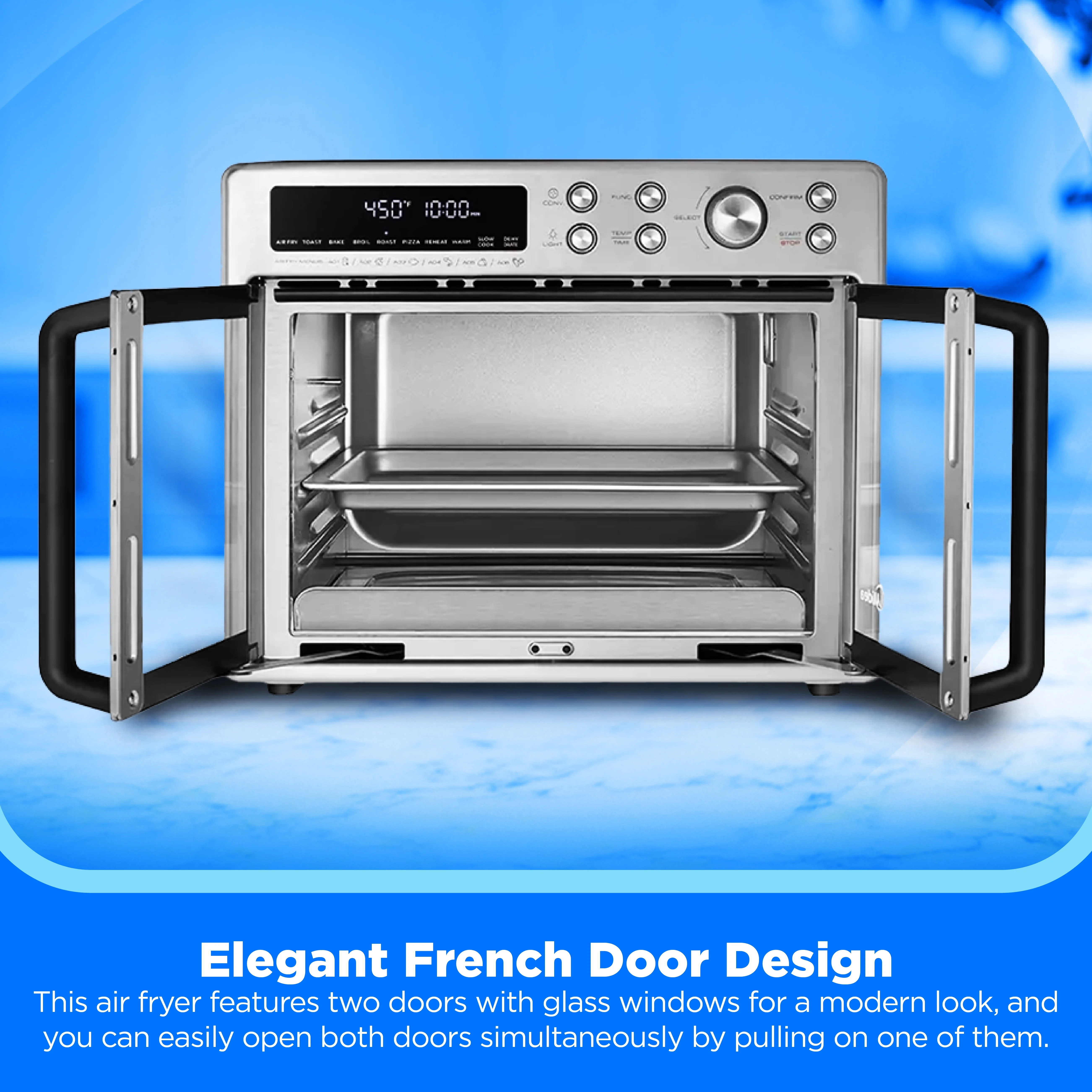 Midea Flexify French Door Air Fryer, Pizza Oven and Toaster Oven, Stainless Steel, New - Image 11