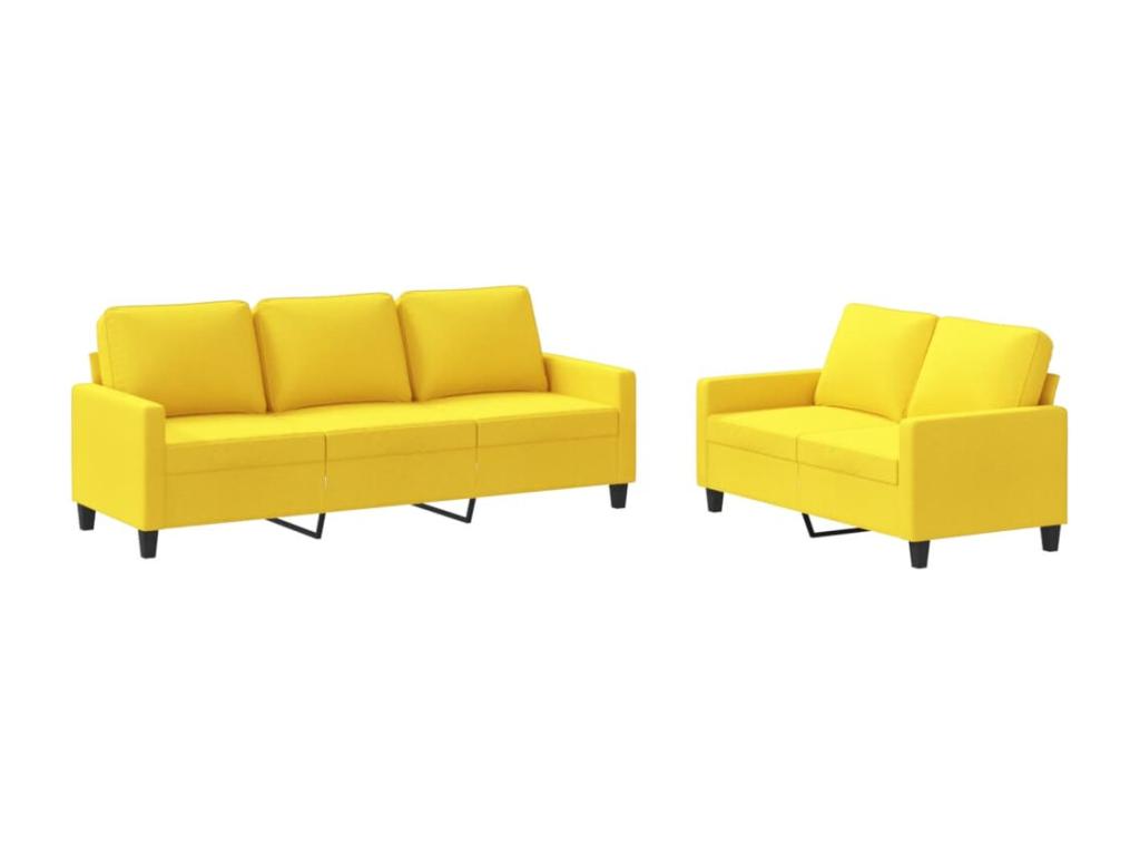 Juego de sofás con cojines 2 piezas tela amarillo claro