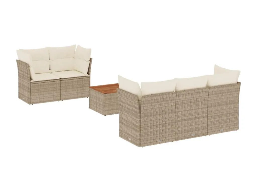 Juego de sofás de jardín de 6 piezas con cojines en ratán sintético color beige  WG5875286