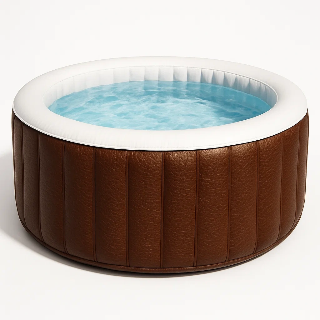 Spas hinchables, 150x150x71 cm, 4 personas, redondo, color marrón/blanco EIUQfVX318Dx