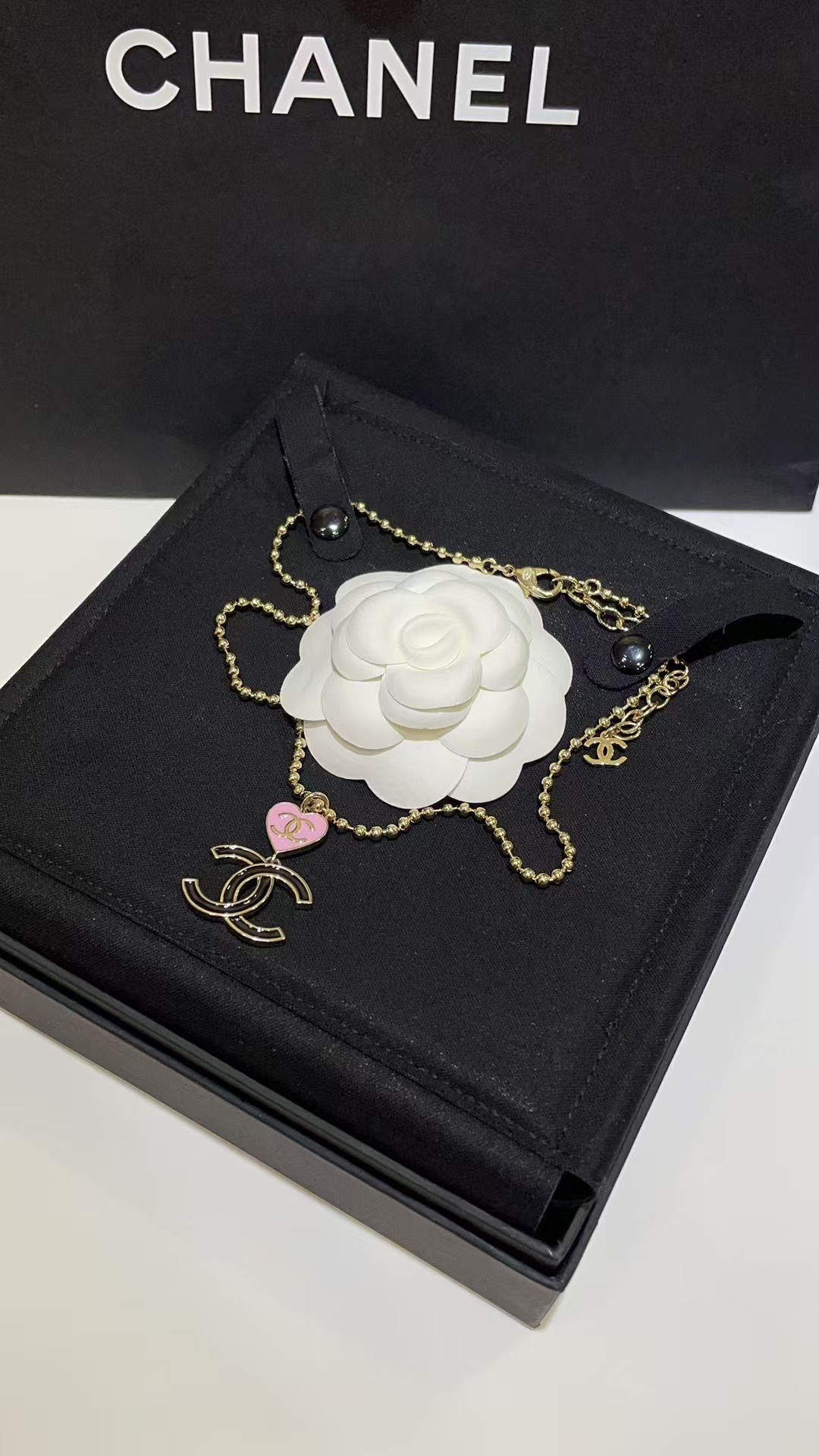 Chanel Diamond Pearl Paved Double C Pendant Pearl Necklace - Original Replica Club