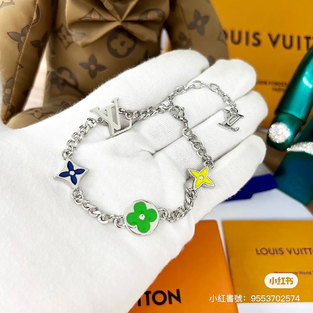 Louis Vuitton 4 Motifs Green Yellow Star Sun Blossom Chain Bracelet - Original Replica Club