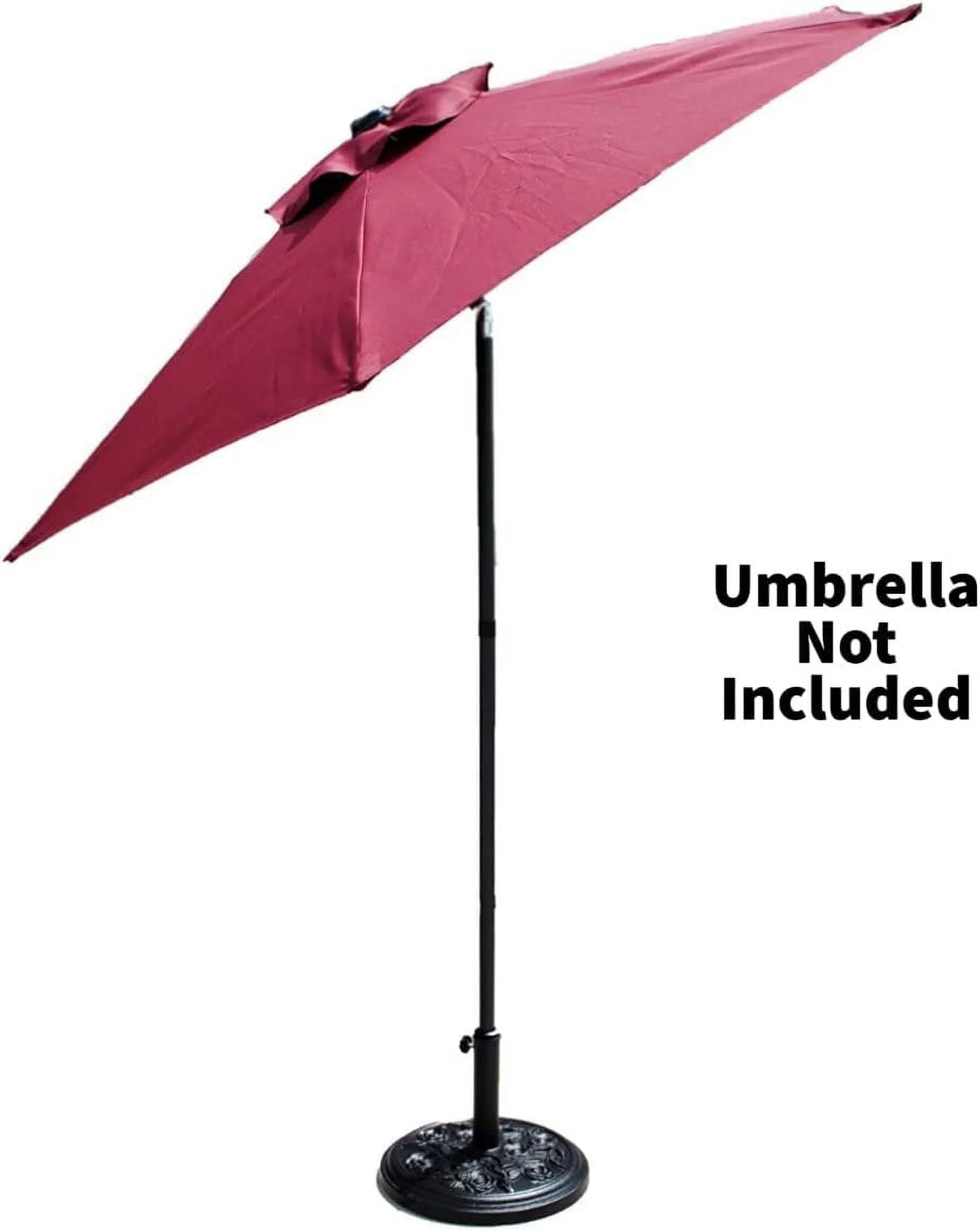 S4O Heavy Duty Round Outdoor Patio Pool Umbrella Base Stand w/ Black Rose Design - Image 4