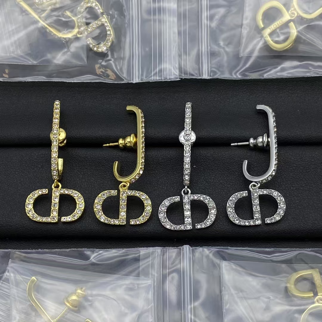 Dior Huggie Hoop Earrings with CD Drop - Original Replica Club