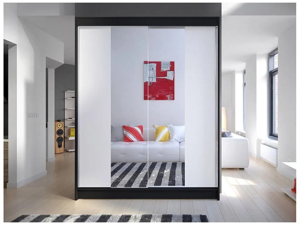 Armario Mueblesclasic 141 Negro | Blanco 200x150x58cm Puertas de armario - Correderas