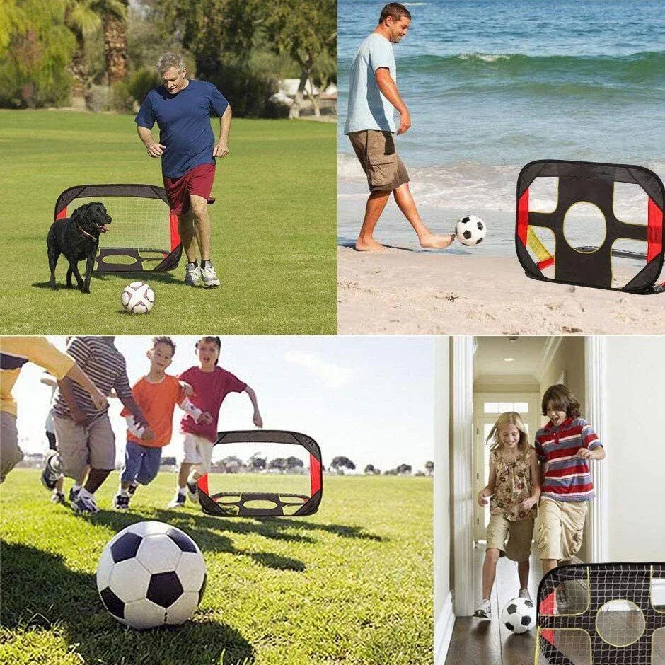 2-In-1 Kids Pop-Up Football Soccer Goal Net, 40in x 28in x 28in, Black - With Portable Bag - Image 2 2-In-1 Kids Pop-Up Football Soccer Goal Net, 40in x 28in x 28in, Black - With Portable Bag - Image 2