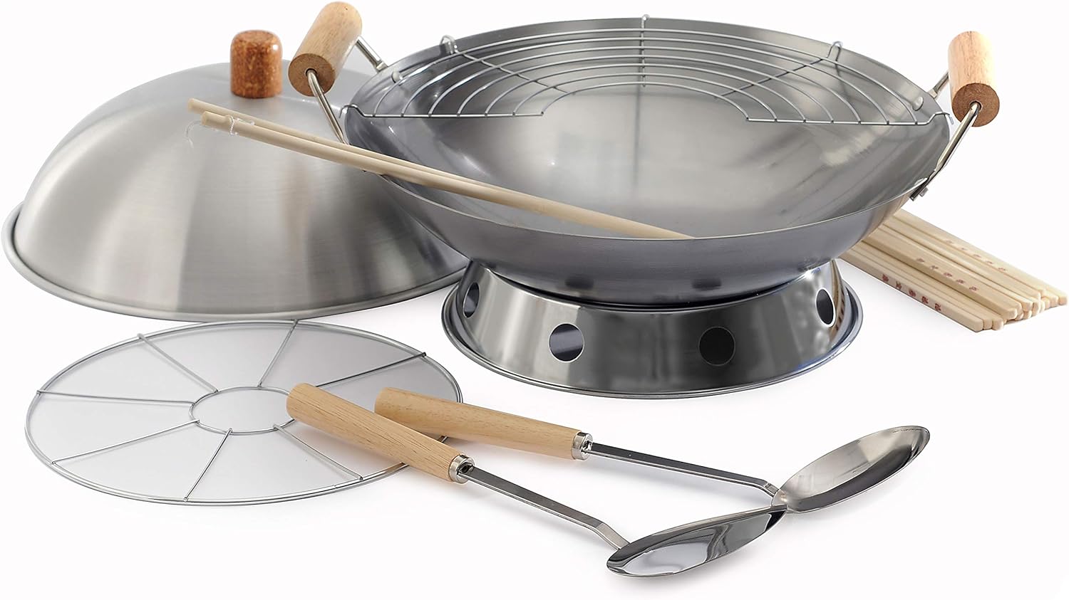 Norpro 10-Piece Wok Set, Silver, 14 inch