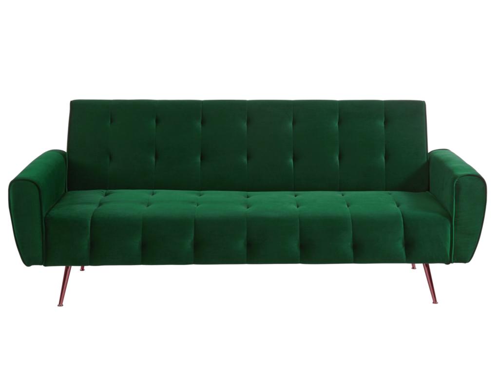 Sofá cama de 3 plazas de terciopelo verde - nCfAYJl892Vh