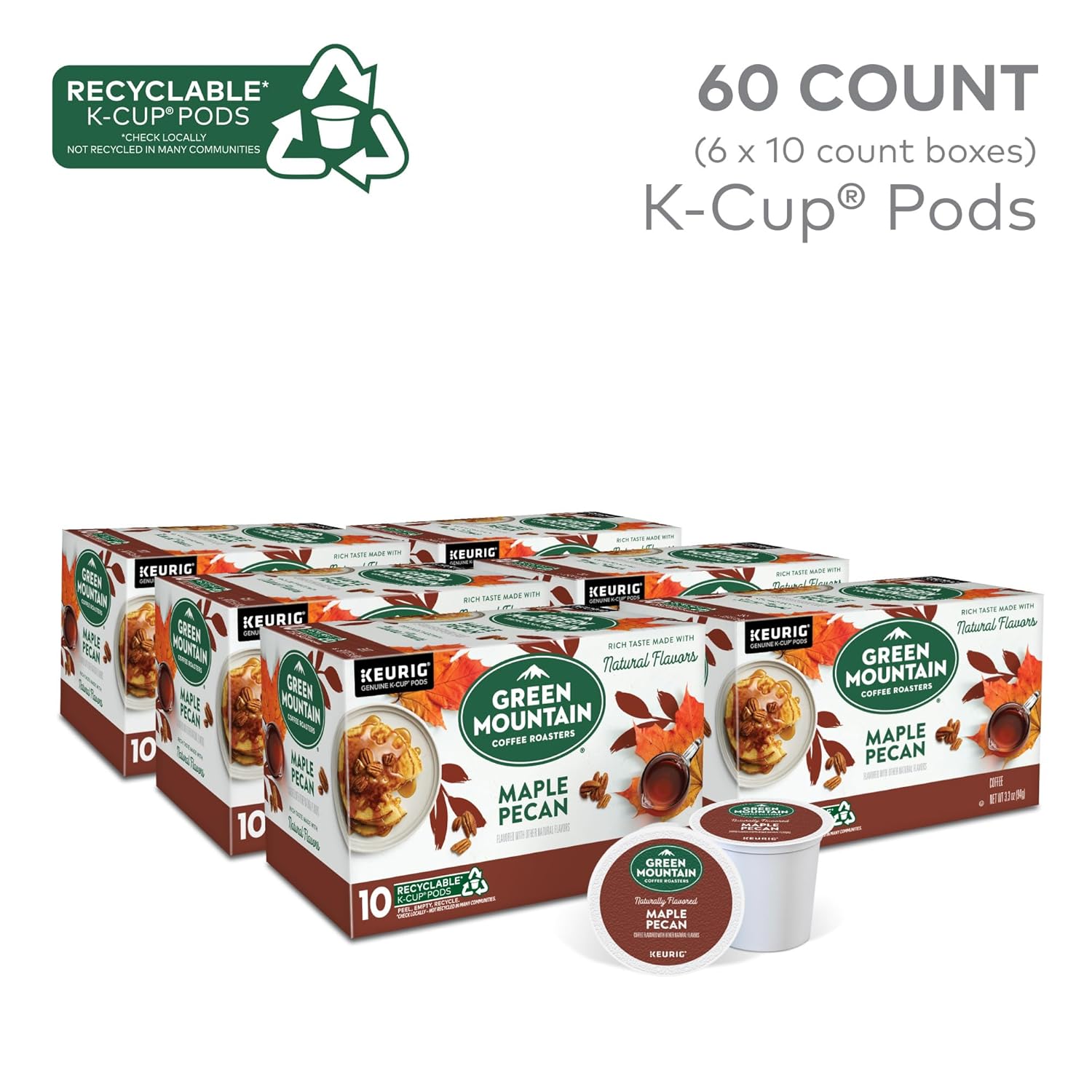 Green Mountain Coffee Roasters Maple Pecan Keurig K-Cup Pods. Light Roast Coffee. 60 Count