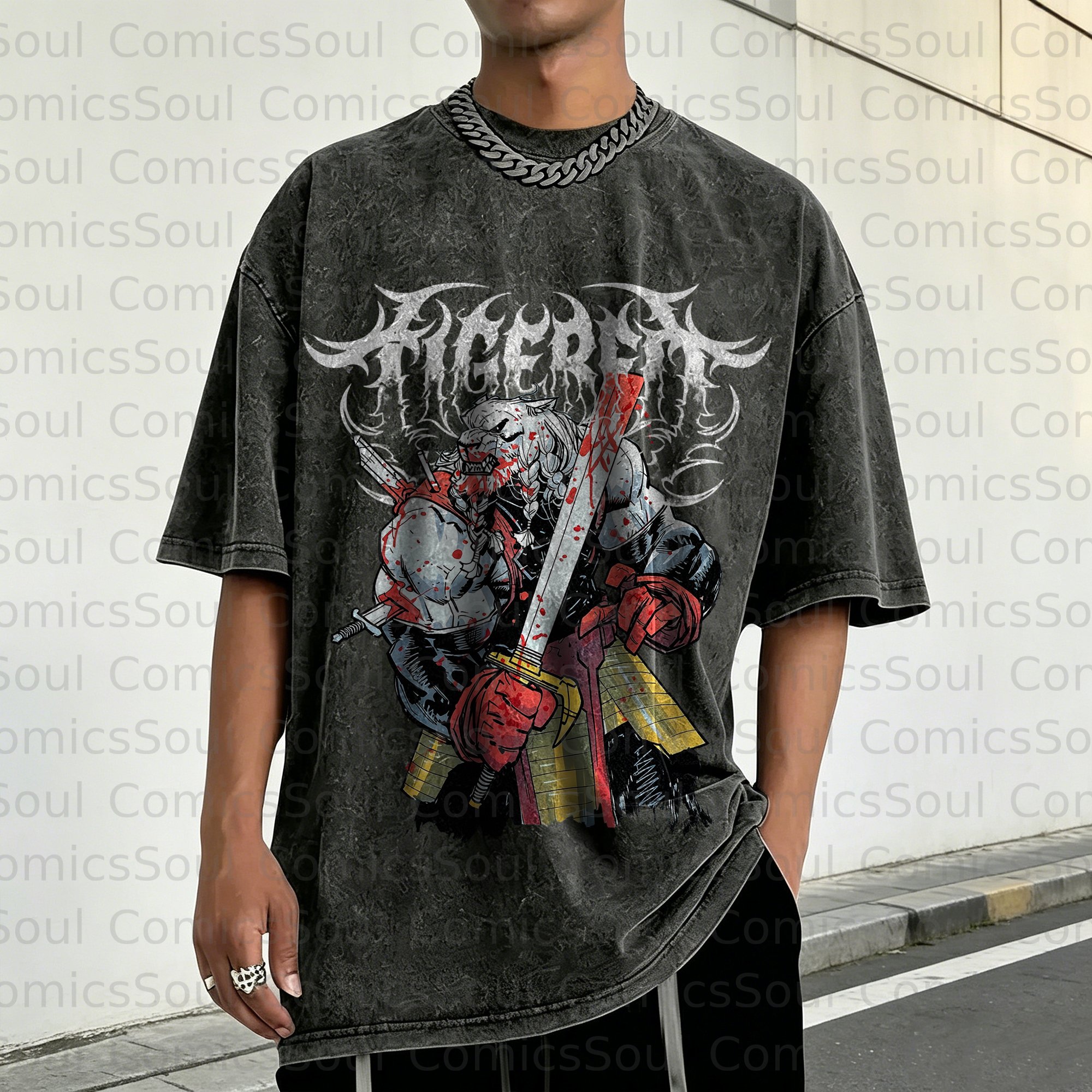 Unisex Anime Inspired Vintage Washed T-Shirt