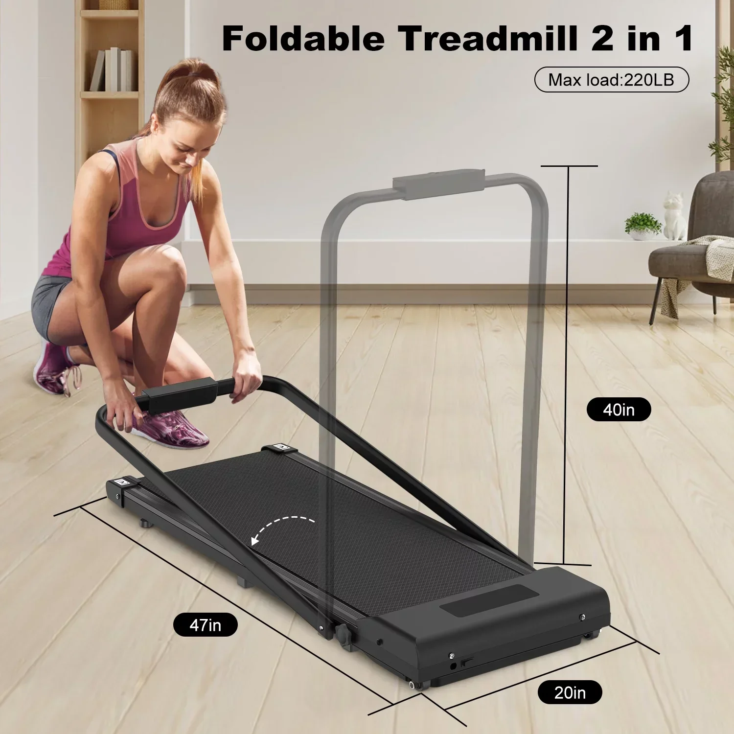Bigzzia 2-in-1 Under Desk Treadmill, 2.5HP, 6.25MPH, 265 Lb - Image 4 Bigzzia 2-in-1 Under Desk Treadmill, 2.5HP, 6.25MPH, 265 Lb - Image 4