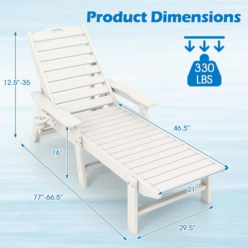 Eletriclife Patio Chaise Lounge Chair with 4 Position Backrest