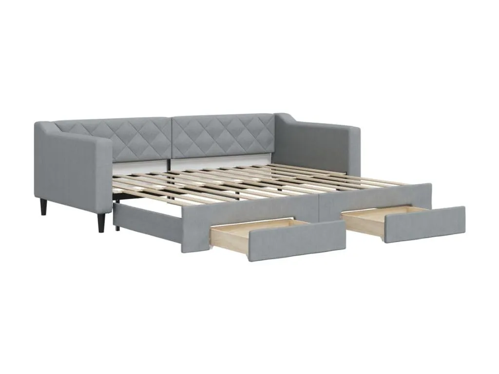 Sofá cama Banakdecoracion y cajones gris claro tela 90x200 cm 05282YETC