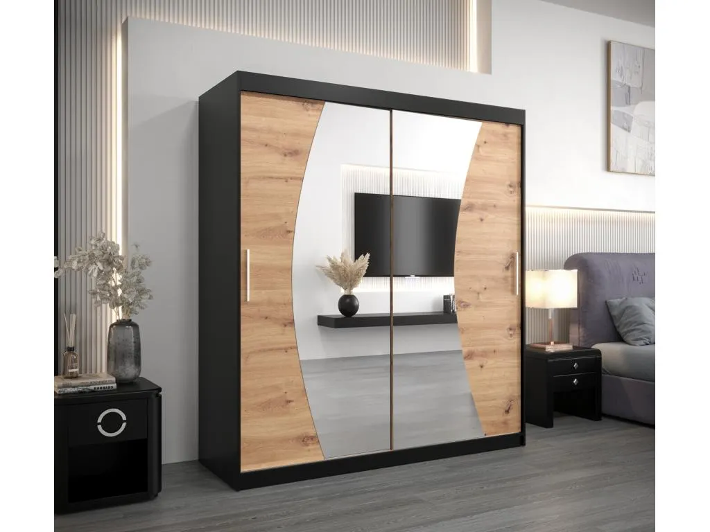 Armario Boverdeco de puertas correderas 200/180/62 2 puertas (negro/artisan)