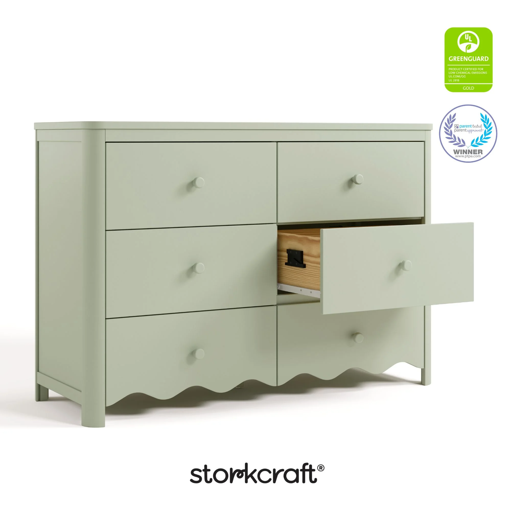 Storkcraft Casablanca 6 Drawer Nursery Dresser, Sage - Image 11