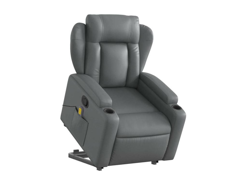 Sillón reclinable de masaje de pie cuero artificial gris