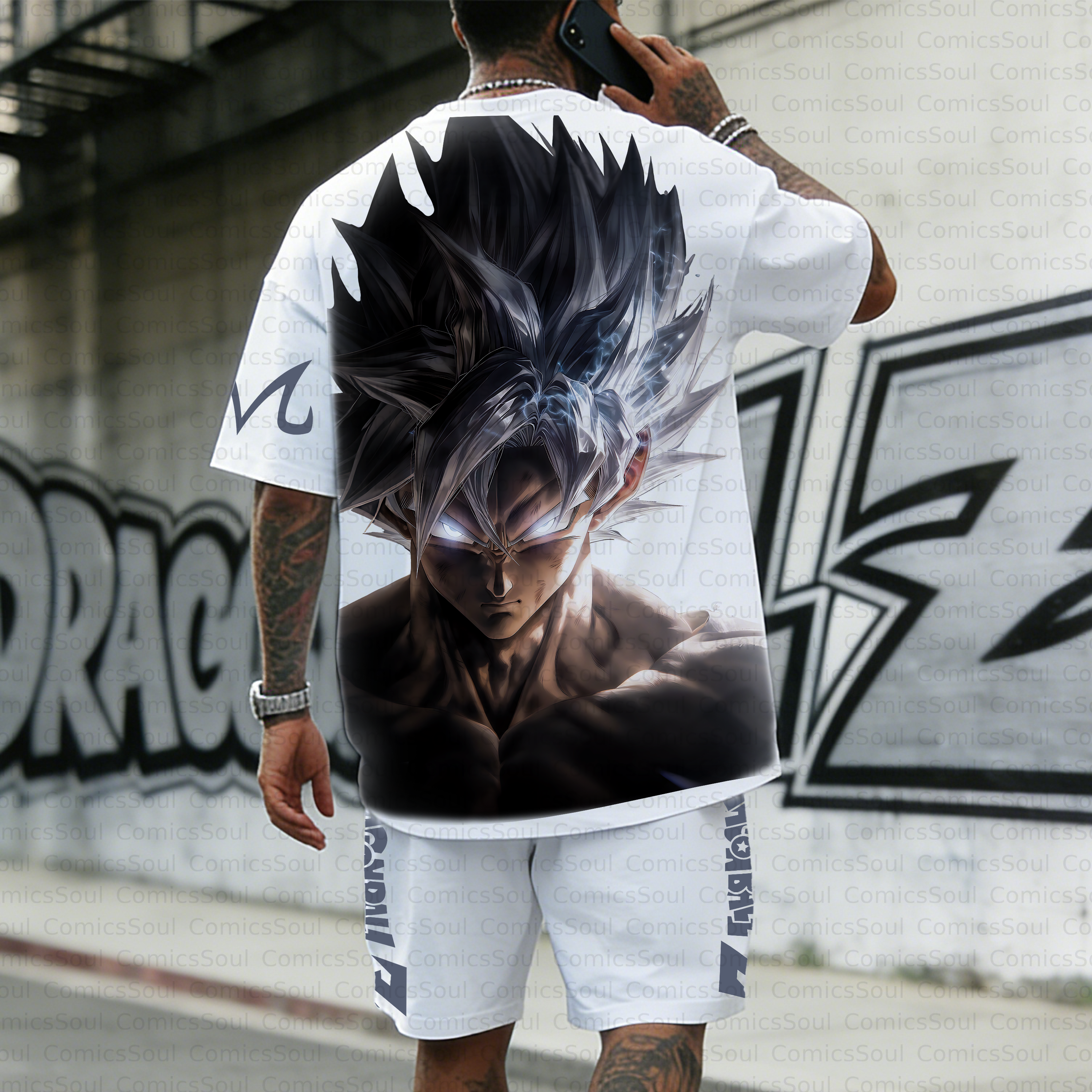 Unisex Anime Inspired Vintage T-shirt& Shorts 2 Pieces Set