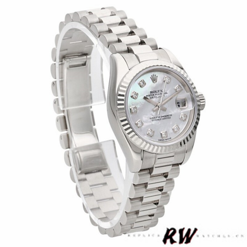 Rolex Datejust 179179 Mother of Pearl Diamond Dial Fluted Bezel 26MM Lady Replica Watch
