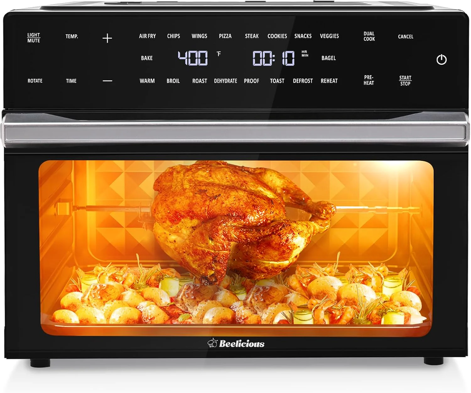Beelicious 32QT Extra Large Air Fryer Toaster Oven Combo with Rotisserie and Dehydrator