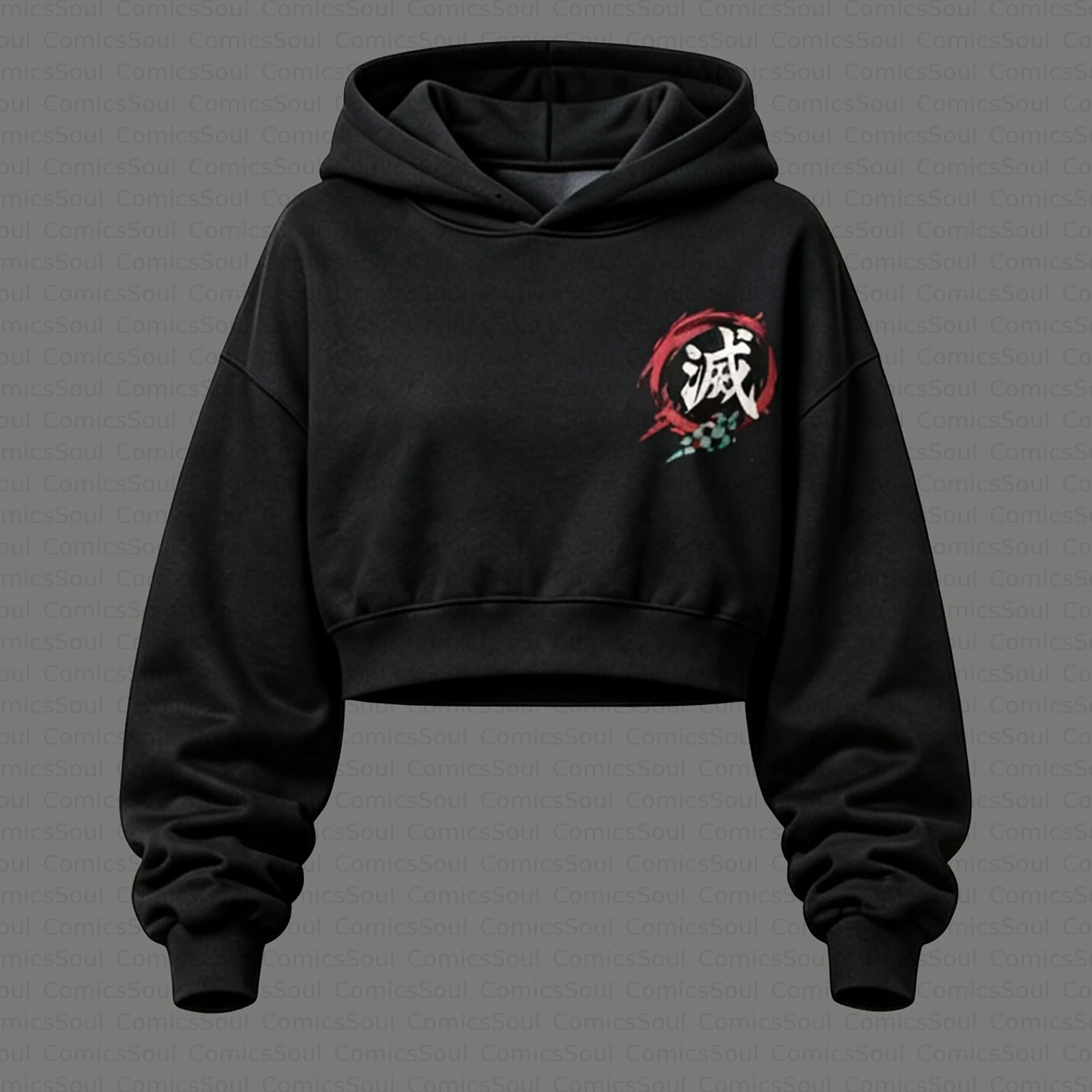 Demon Slayer Cropped Long Sleeve Hoodie & High Waist Jogger Pants Two Piece TeeThreads Sustain the Scene with Custom Apparel