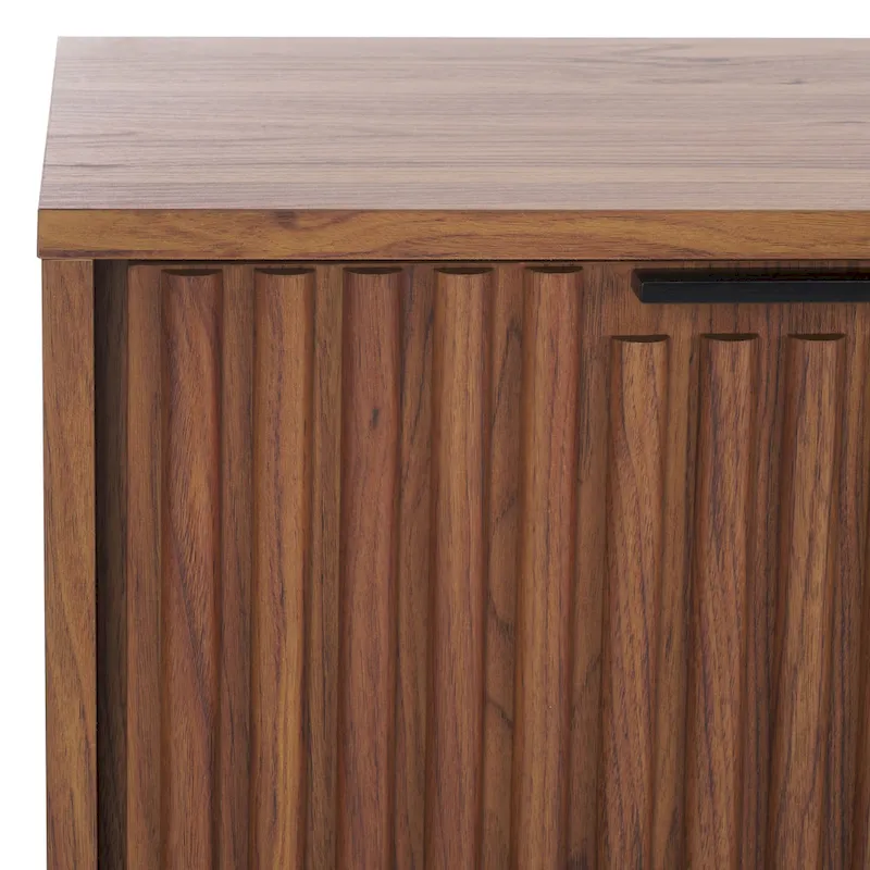 Mid Century TV Stand with Tambour Doors and Storage Drawers