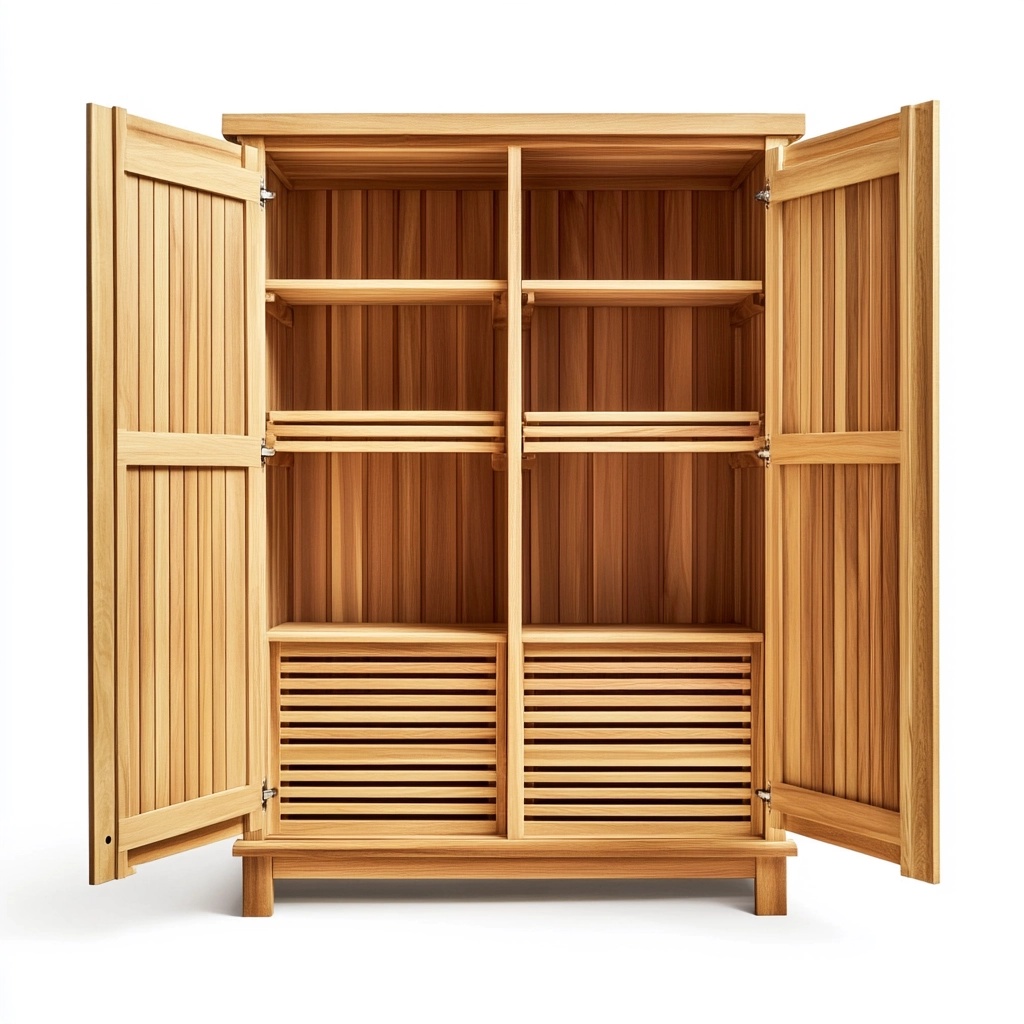Casa y jardín Almacenamiento exterior 83x40x92 cm madera natural organizador armario de puertas BN2675715