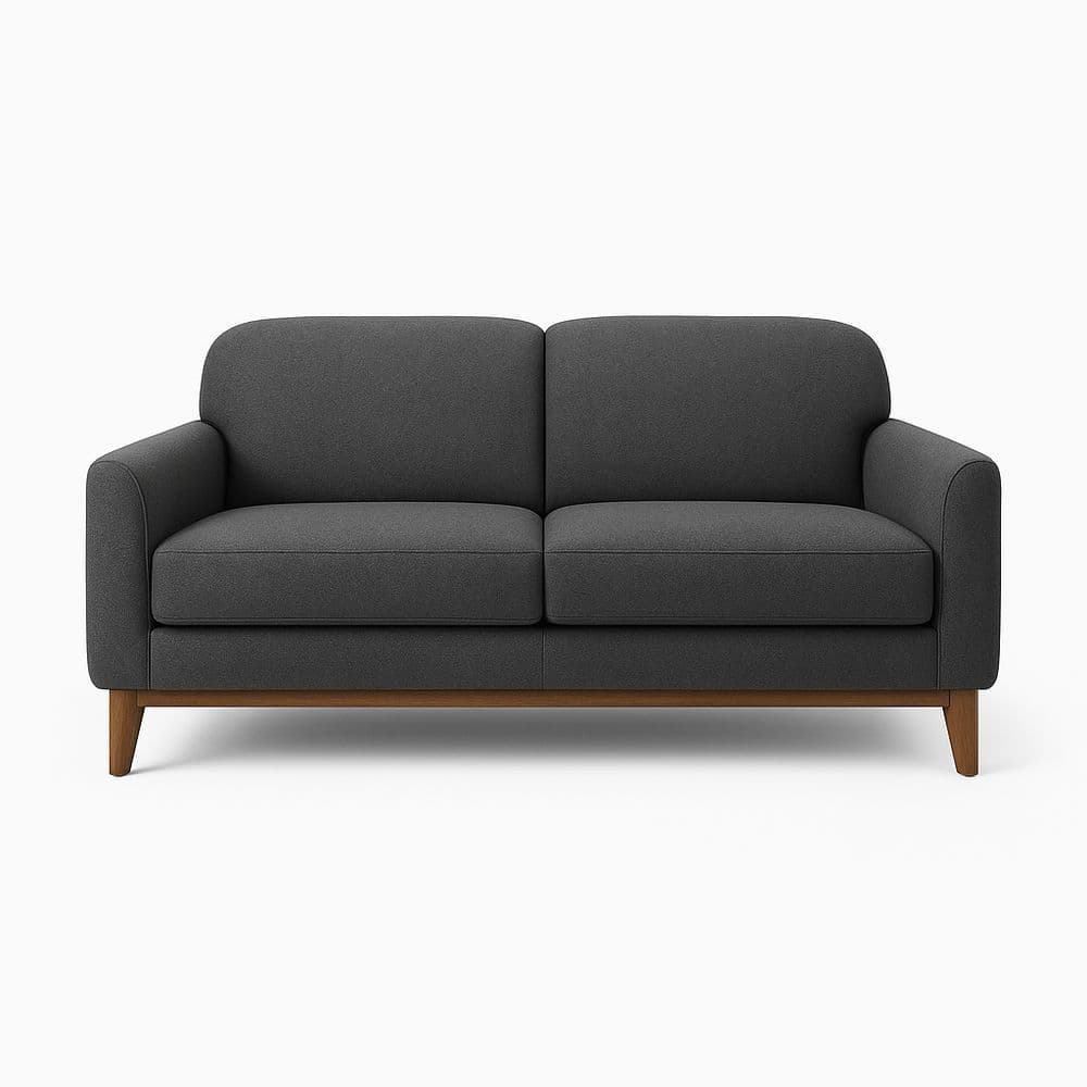 Sofá de Tela Poliéster Estructura Madera Gris Oscuro 2 Plazas