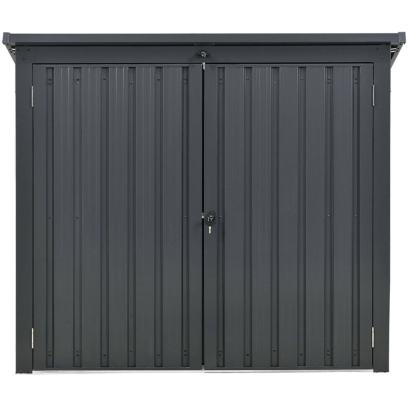 Hanover Galvanized Steel Trash Storage Shed, Dark Gray
