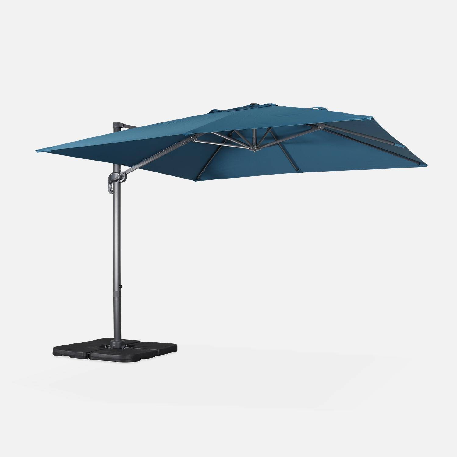 Falgos + losas 50x50cm - Parasol cuadrado excéntrico, 3x3m + placas de lastre 50x50cm