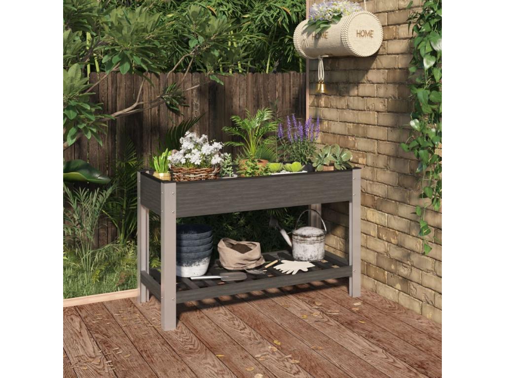 Arriate de jardín con Decoromantico stante WPC gris 120x50x75 cm