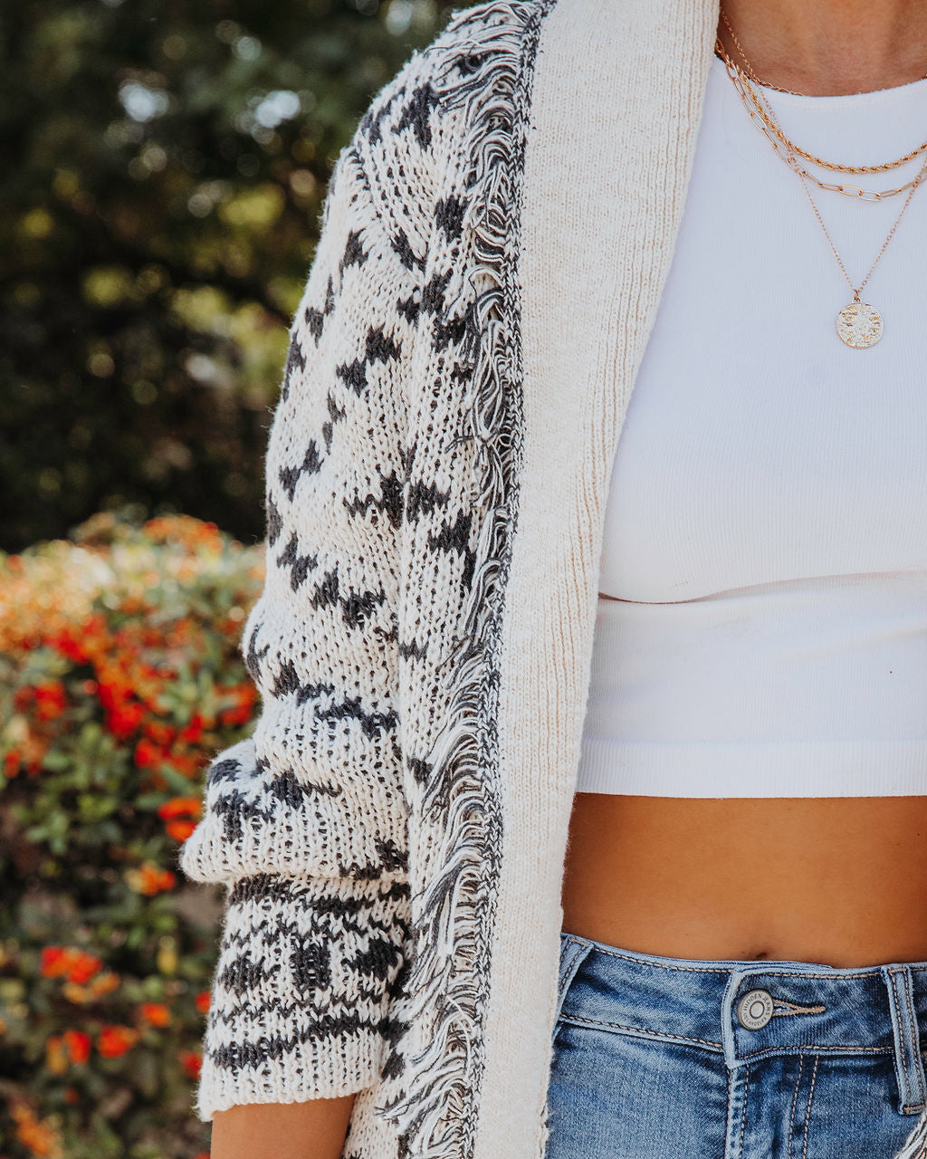 Oklahoma Printed Fringe Cardigan - Se7enfashion